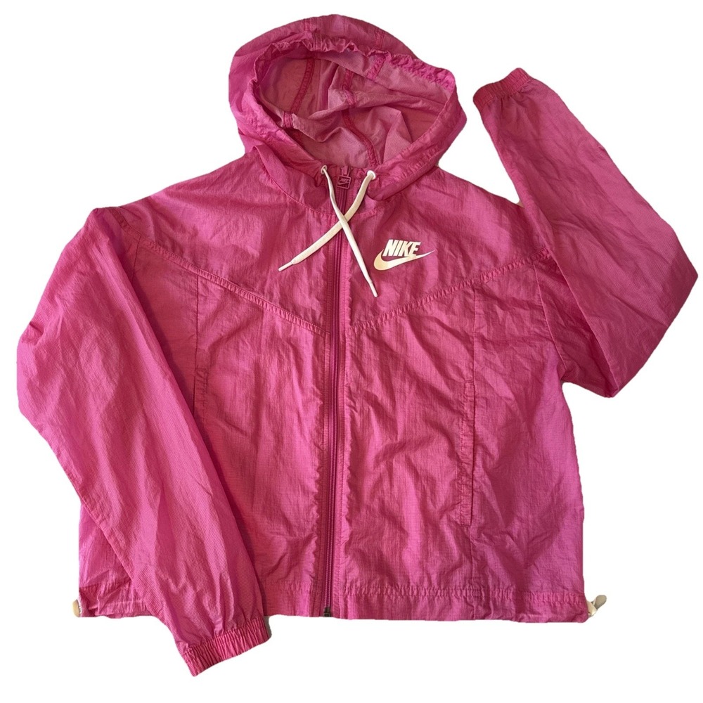 Nike Hot Pink Nylon Blend Hoodie Windrunner Jacket Women's S Running Athletic - Picture 1 of 13